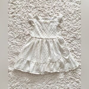 Girls White Polka Dot Faint Rainbow Nanette Baby White Ruffled Dress 18 M